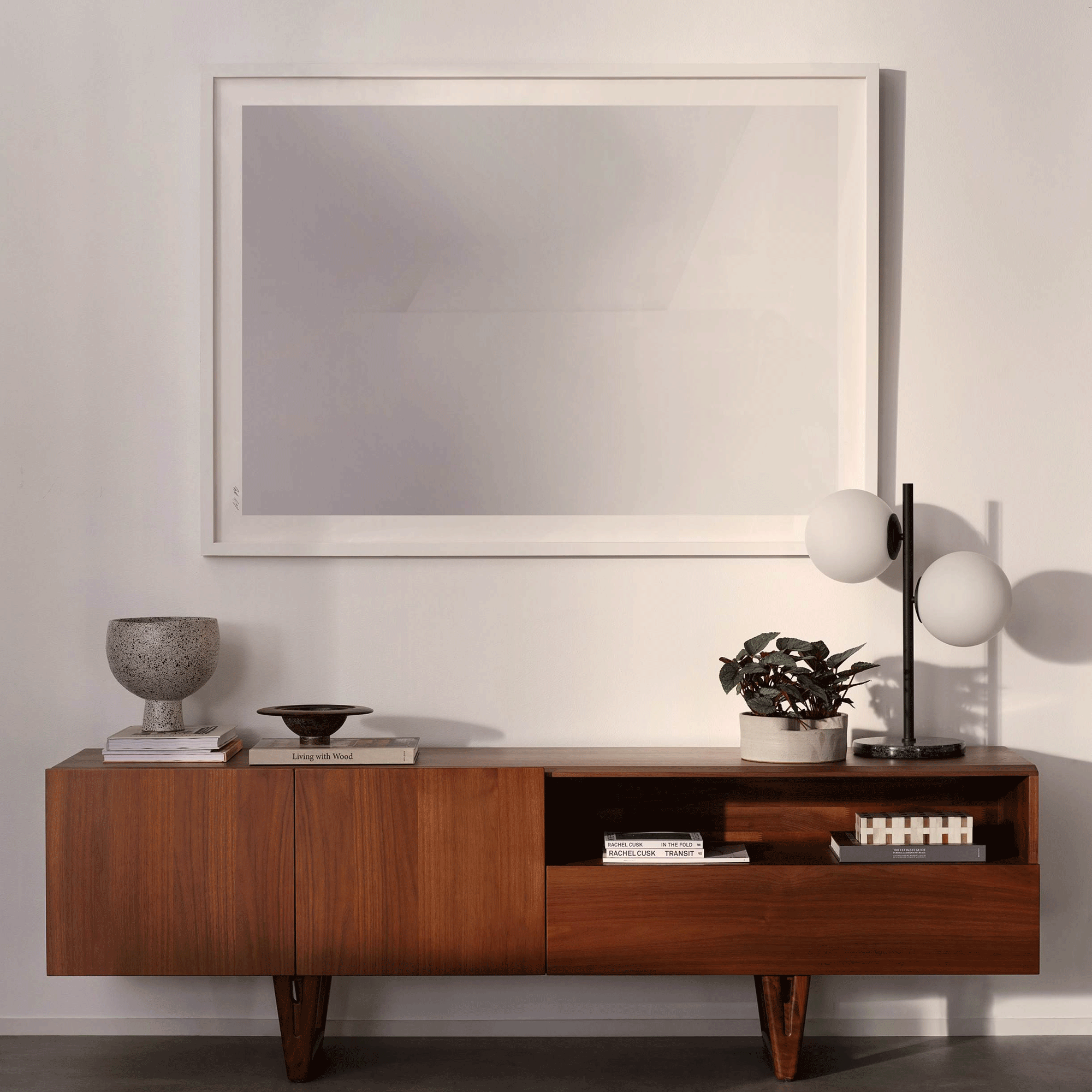 Wooden sideboard in dining room