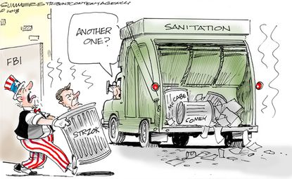 Political cartoon U.S. Peter Strzok FBI sanitation trash Comey McCabe anti-Trump