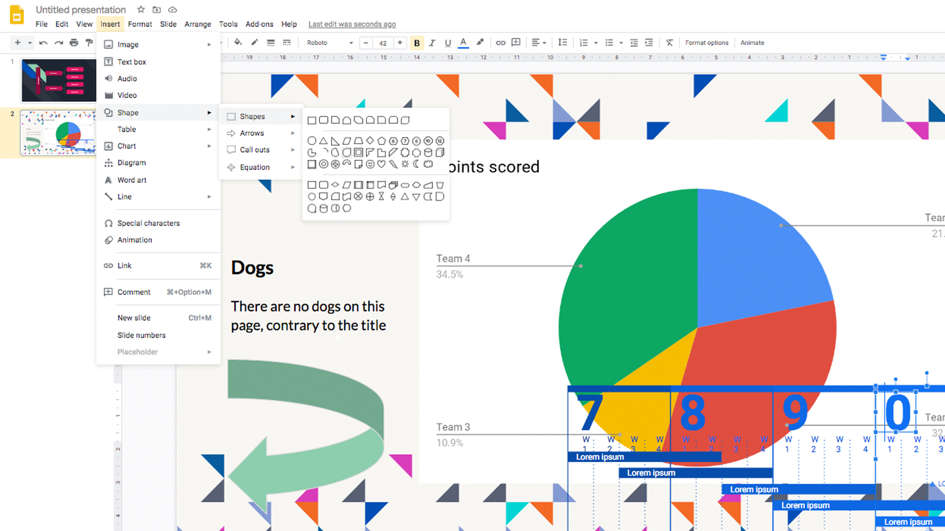 Google Slides adding content