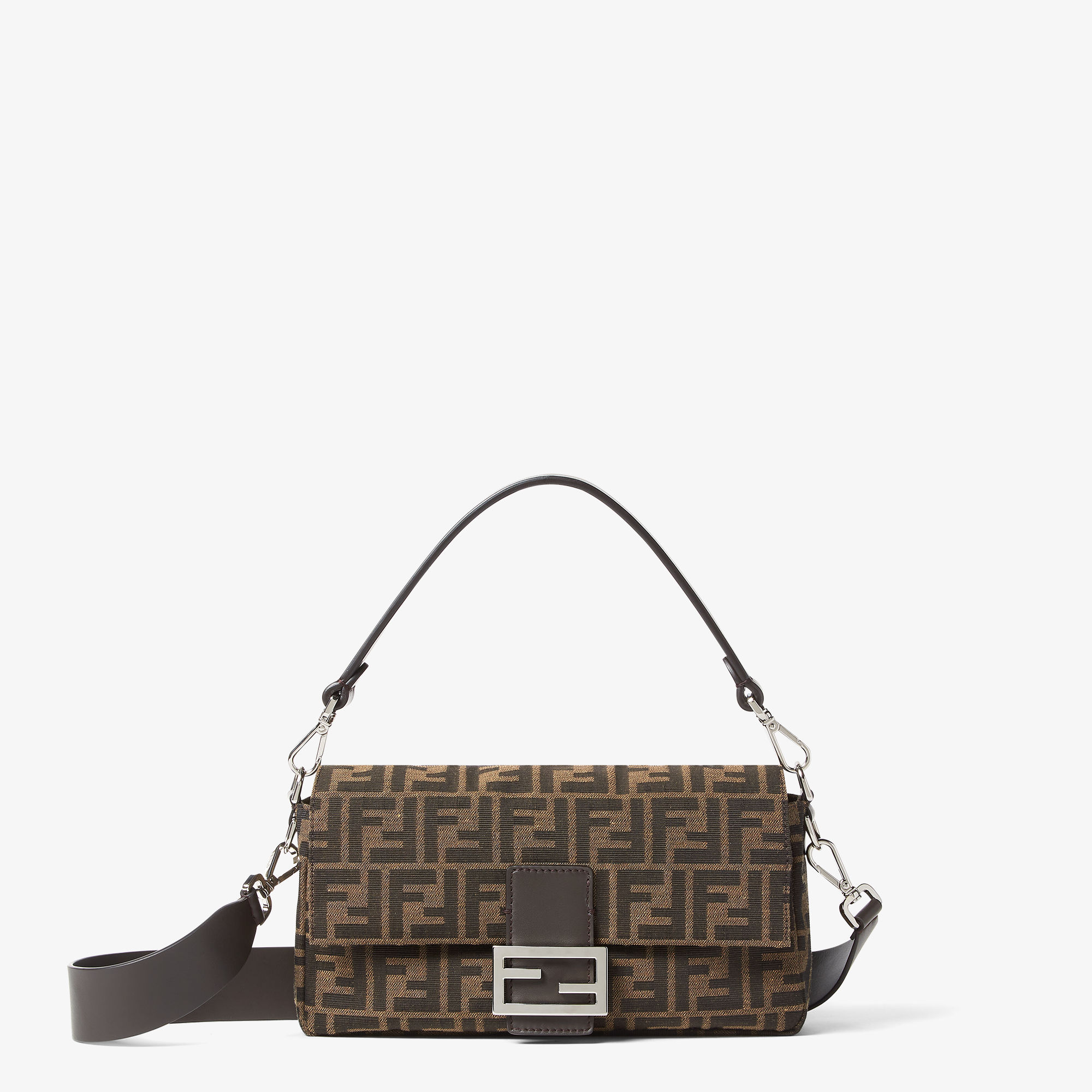 Baguettetobacco Brown Ff Jacquard Fabric Bag