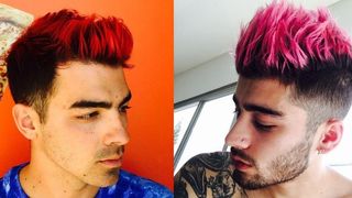 Joe Jonas and Zayn Malik with pink hair
