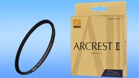 Nikon Arcrest II filter and packaging on blue background