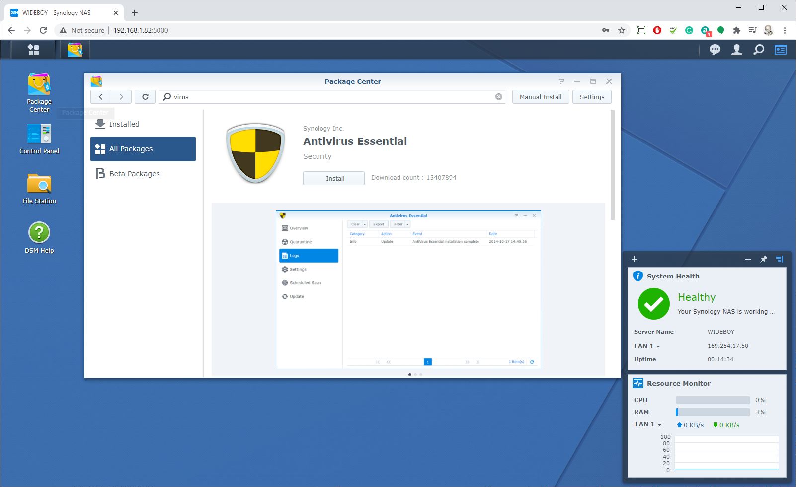 Synology DSM interface