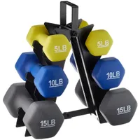 Amazon Basics neoprene dumbbells with rack 