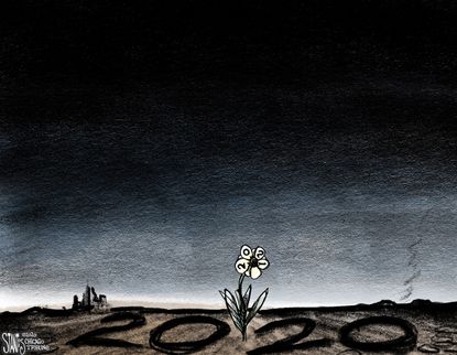 Editorial Cartoon U.S. 2020 Terrible Year 2021 Fresh Start