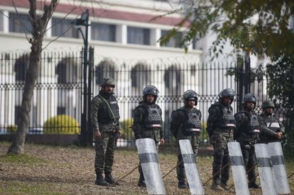 Police stand guard outside Pakistan's Supreme Court