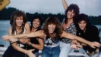 A still of the band Bon Jovi from Hulu documentary Thank You, Goodnight: The Bon Jovi Story.