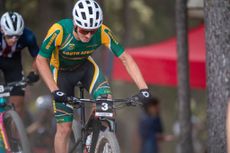 Alan Hatherly competing at the 2024 UCI Mountain Bike World Championships