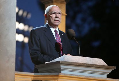 Colin Powell blamed Hillary Clinton's "people" for "trying to pin" Clinton's use of a personal email server on him.