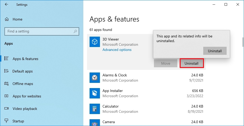 Windows 10 uninstall apps