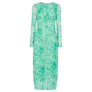 Whistles Green Brushwork Mesh Dress