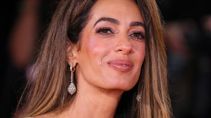 Amal Clooney attends the &quot;Wolfs&quot; red carpet during the 81st Venice International Film Festival on September 01, 2024 in Venice, Italy. 