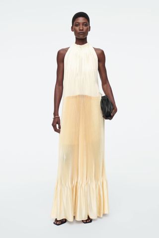 PlissÉ Halterneck Maxi Dress