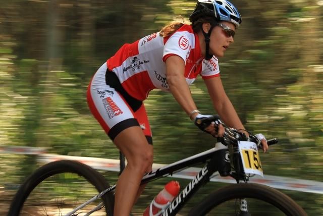 Namibian Vera Adrian (2nd U23) thoroughly enjoyed the immaculate course at round 2 of the Cycling SA-MTB National Cup Series in Pietermaritzburg