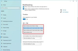 Microsoft Edge Alt + Tab settings