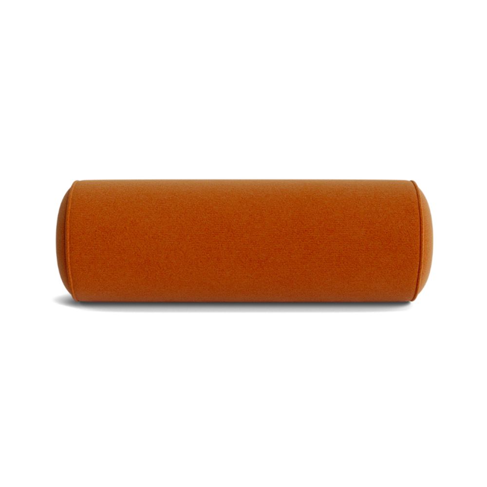 Orange velvet bolster cushion