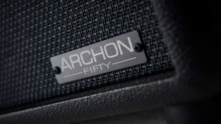 Closeup of the 'Archon' badge of the PRS Archon 50 Combo