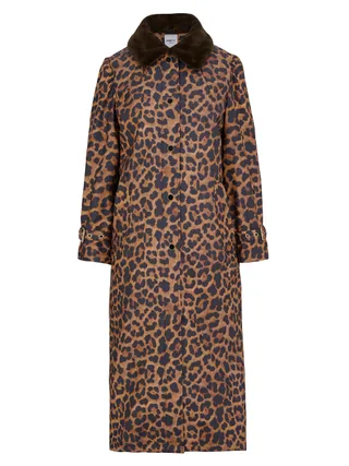 Jane Post, Leopard Faux-Fur-Trimmed Car Coat