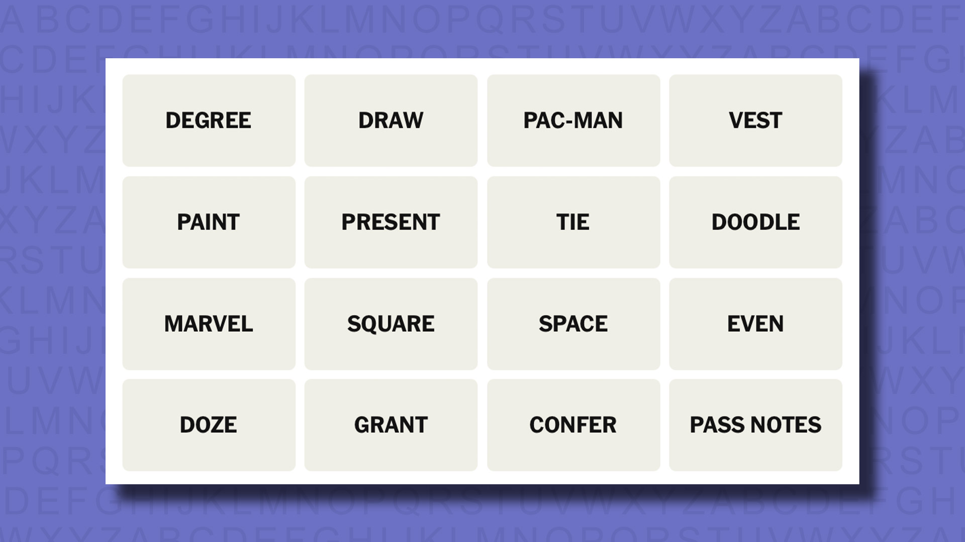 NYT Connections hints for game 789 on a purple background