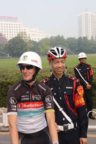 Andy Schleck making friends in China at the Tour of Beijing