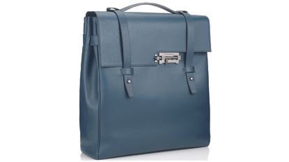 Gladstone London's hand-held leather tote in midnight blue