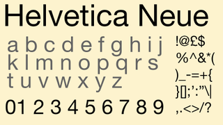 Black and grey text displaying the sans serif font Helvetica Neue on a cream background.