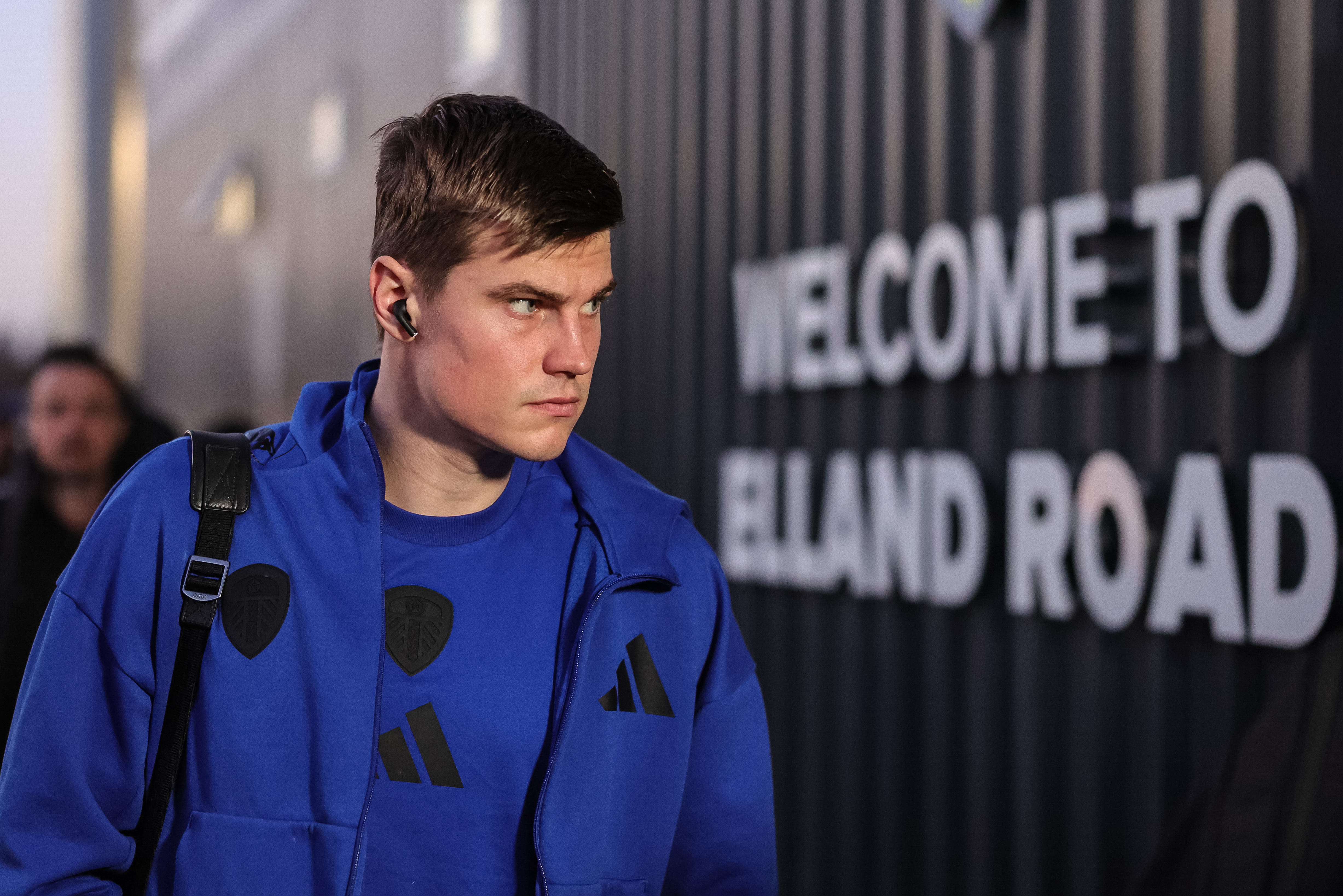Jaka Bijol of Leeds United arrives during the Premier League match between Leeds United and Sunderland at Elland Road in Leeds, United Kingdom, on March 3, 2026. (Photo by Mark Cosgrove/News Images/NurPhoto via Getty Images)