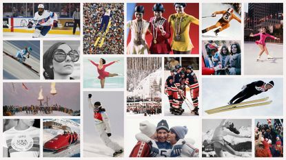 A collage of new and old photos from the 2026 Winter Olympics.