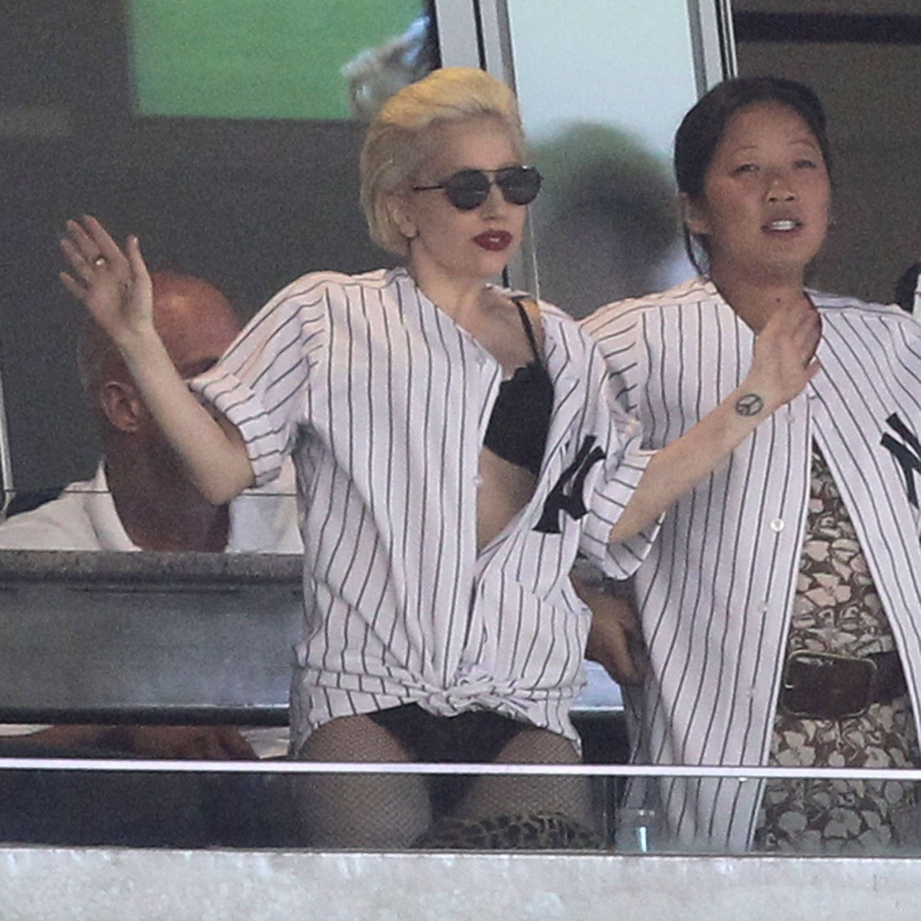Lady Gaga Yankee Baseball Game Outfit - Lady Gaga No Pants at Yankees Game