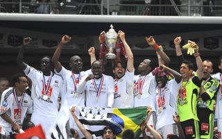 Guingamp lift the trophy after winning the 2009 Coupe de France final