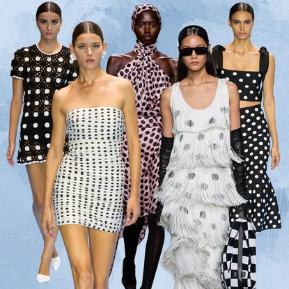 collage of women wearing polka dots 