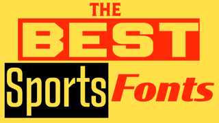 Yellow, red and black text displaying the title, &#039;The Best Sports Fonts&#039; on a red, black and yellow background.