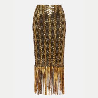 Warehouse Gold Scallop Sequin Tassel Skirt