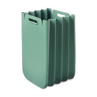 green plastic collapsible storage bin
