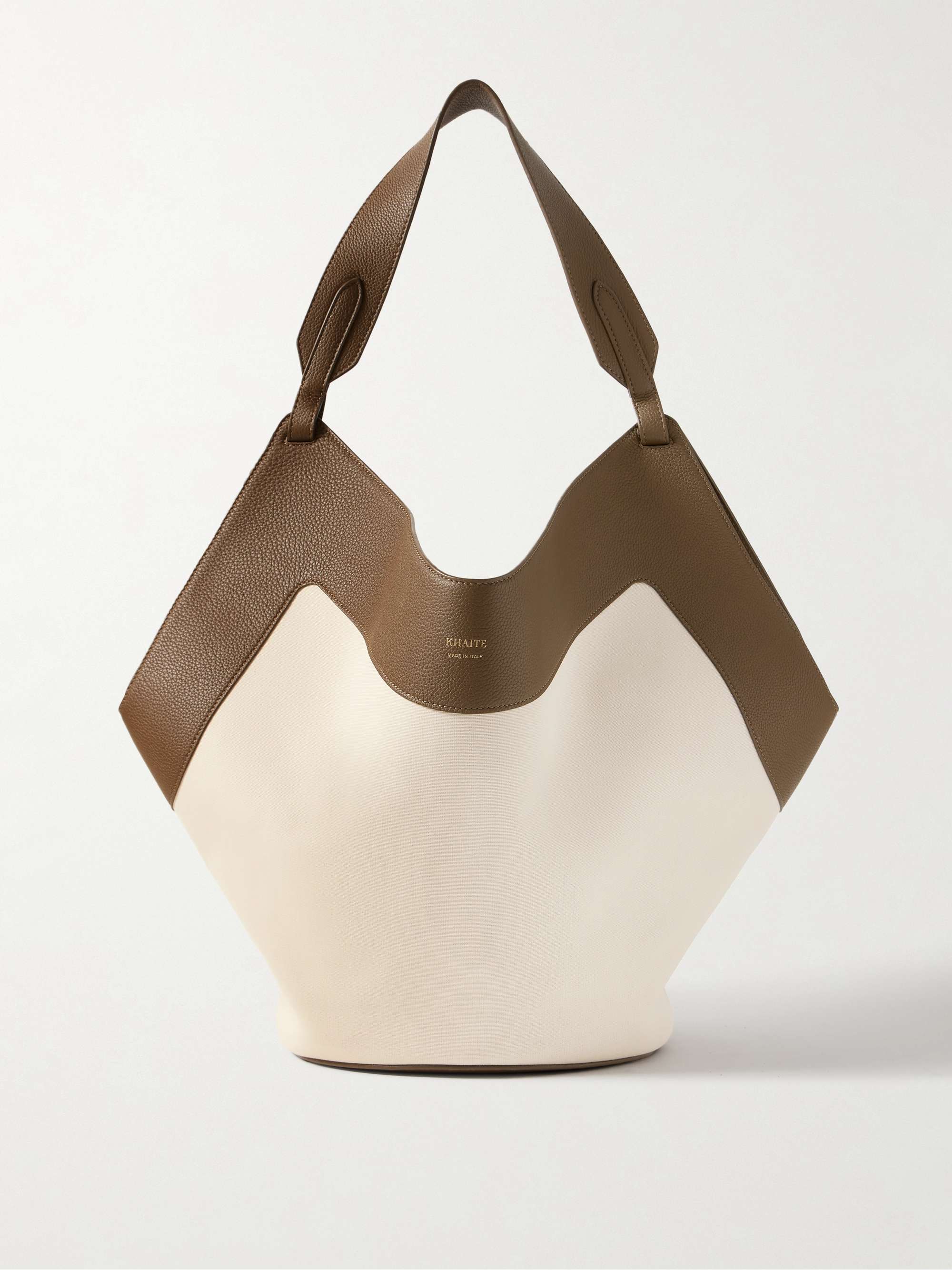 Lotus Medium Leather-Trimmed Canvas Tote