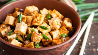 Bowl of seasoned tofu