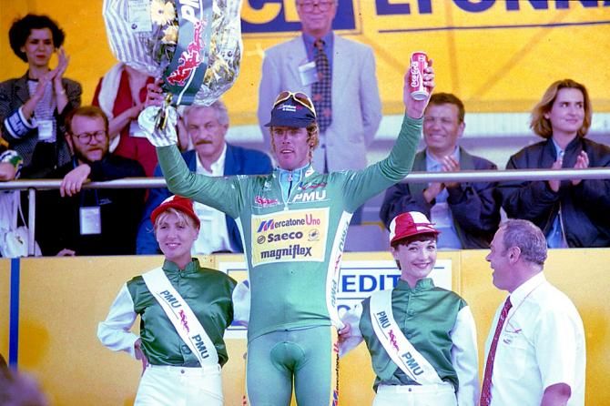 Mario Cipollini in the green jersey after stage 5 of the 1995 Tour de France