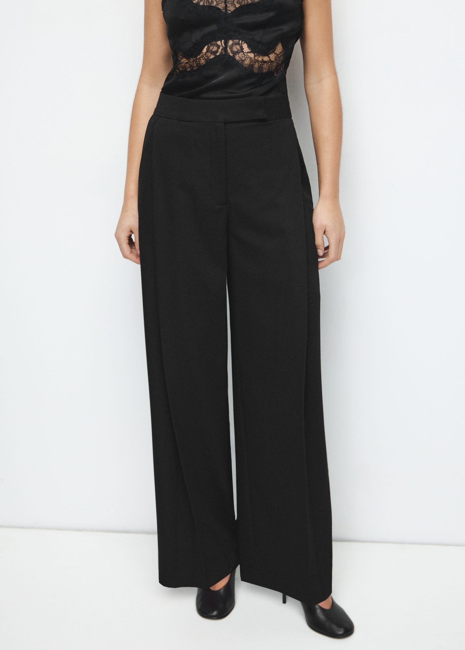 Pleated Wide Leg Trousers - Women | Mango United Kingdom