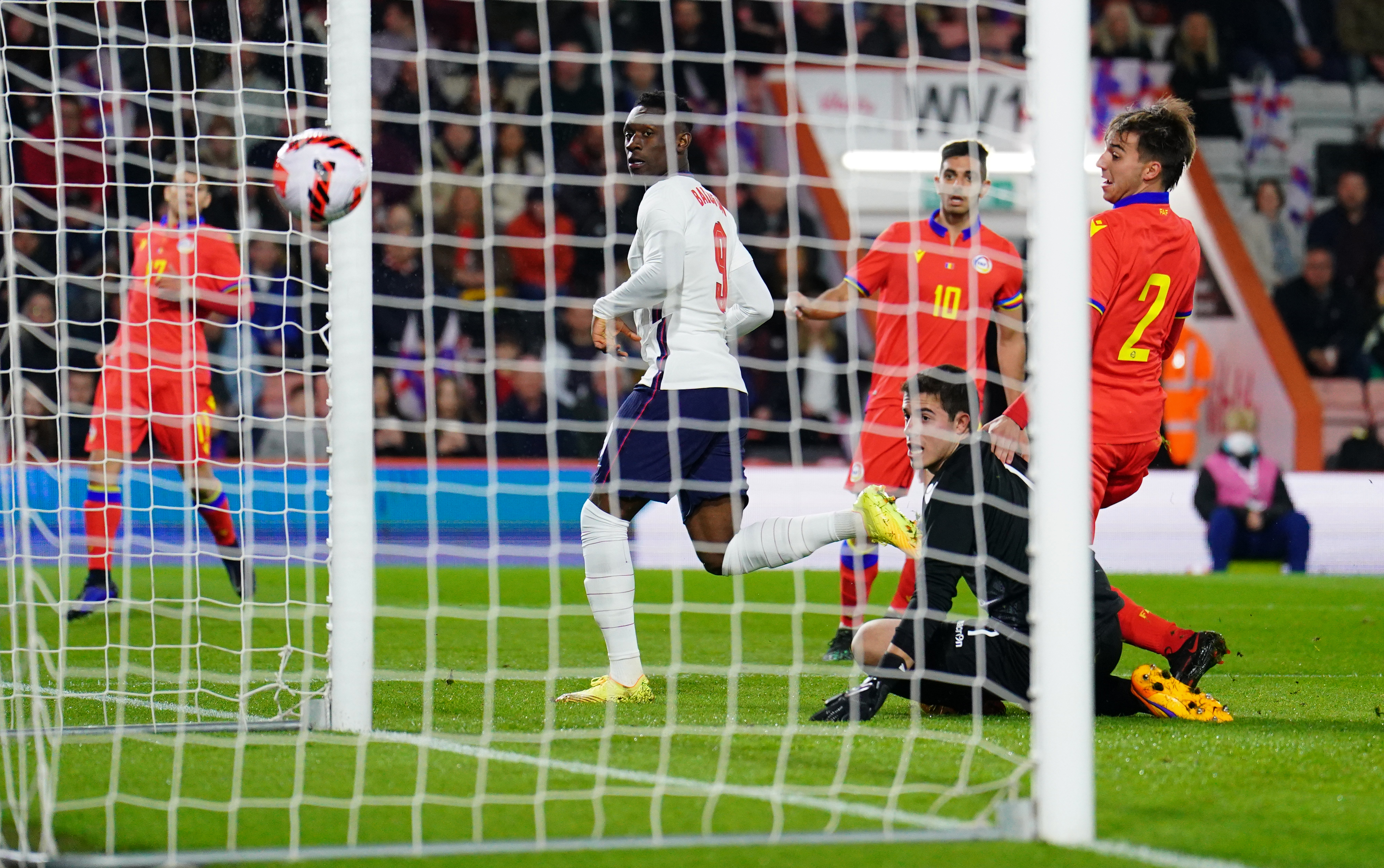 Folarin Balogun, centre left, opens the scoring