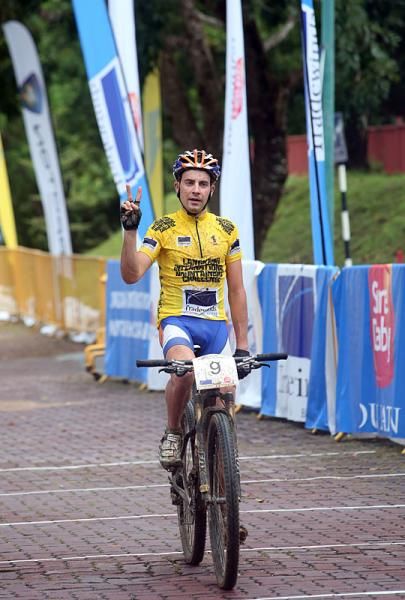 Race leader Fabian Giger (Rabobank Giant) finishes up the cross country stage 4