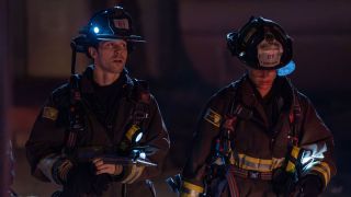 Sal Vasquez and Stella Kidd after a fire call in Chicago Fire Season 14x05