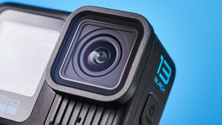 GoPro Hero13 Black on a white surface with a blue background