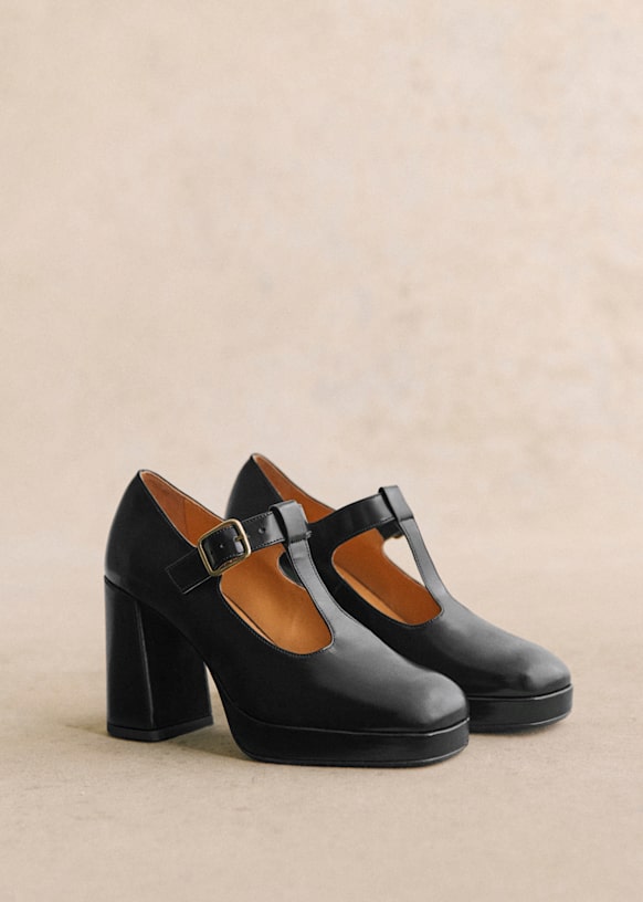 Monique High Mary Janes - Glossy Black - Bovine Leather - S&amp;eacute;zane