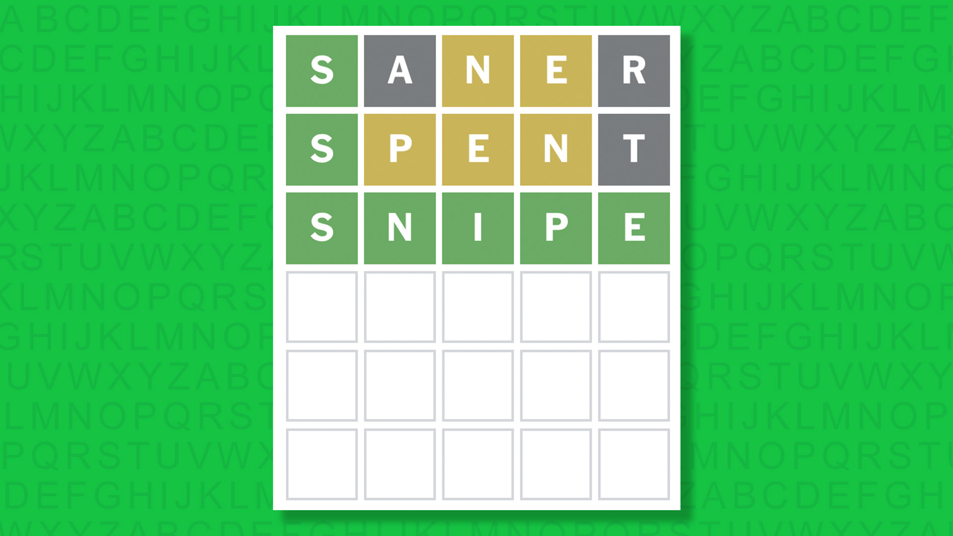 NYT Wordle answer for game 1878 on a green background