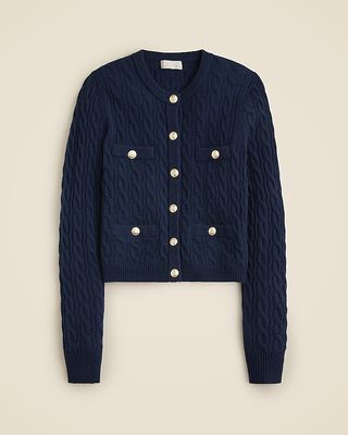 Cashmere Cable-Knit Cardigan Sweater