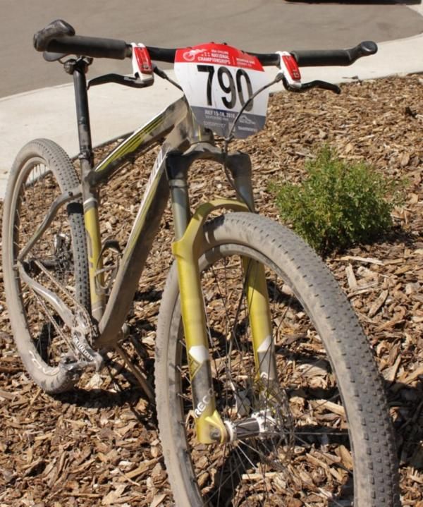 The Rockhopper SL's big wheels undoubtebly helped on the rough nationals course.
