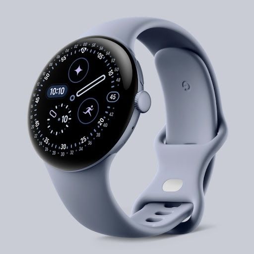 A leaked Pixel Watch 4 45mm render in a Moonstone color.
