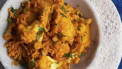 Potato and cauliflower biryani