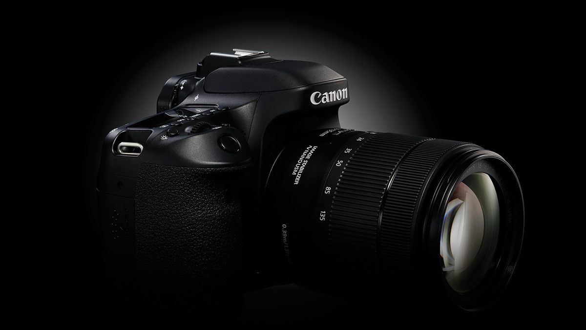 A black Canon EOS 80D camera