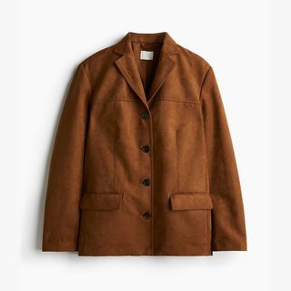 A cutout of a brown suede H&M blazer